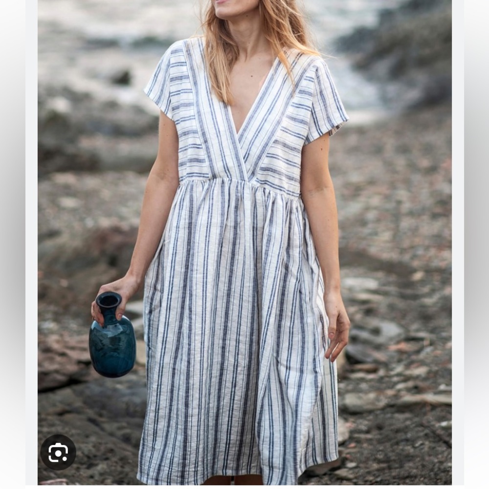 Linen Handmade Studio size M striped linen dress